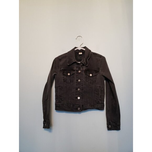 Levi's Jackets & Blazers - Levi Strauss Juniors XS Denim Jacket Black Charcoal Button Front Cropped Stretch